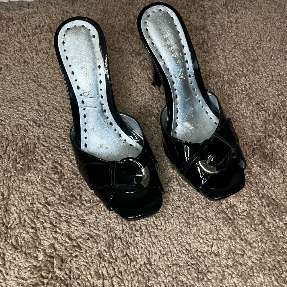 BCBGirls Patent Leather Buckle Mule Heels Size 6